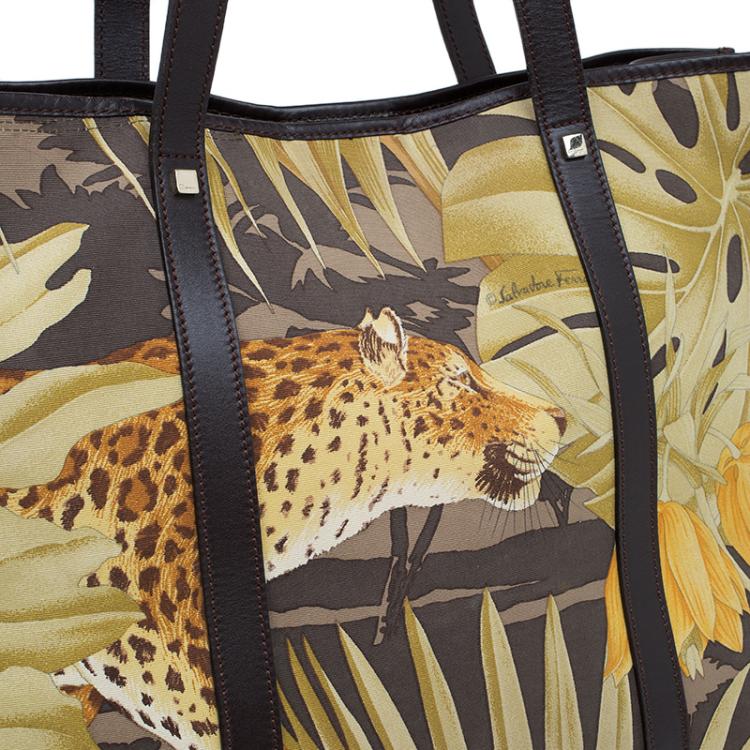 Pre Owned Salvatore Ferragamo Multicolor Printed Canvas and Leather Tote