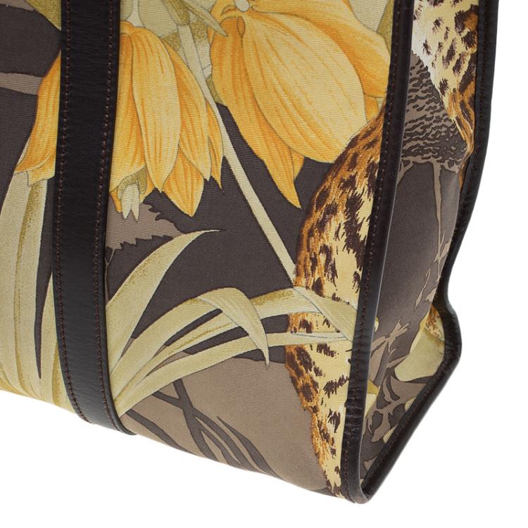 Pre Owned Salvatore Ferragamo Multicolor Printed Canvas and Leather Tote