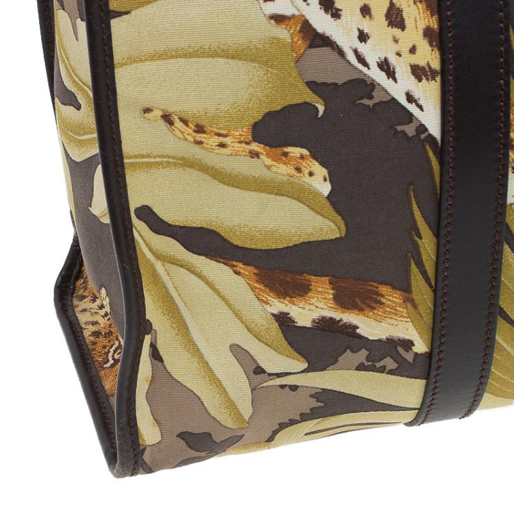 Pre Owned Salvatore Ferragamo Multicolor Printed Canvas and Leather Tote