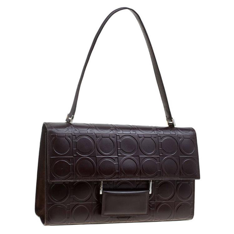 مملوكة مسبقًا Salvatore Ferragamo Brown Leather Signature Shoulder Bag