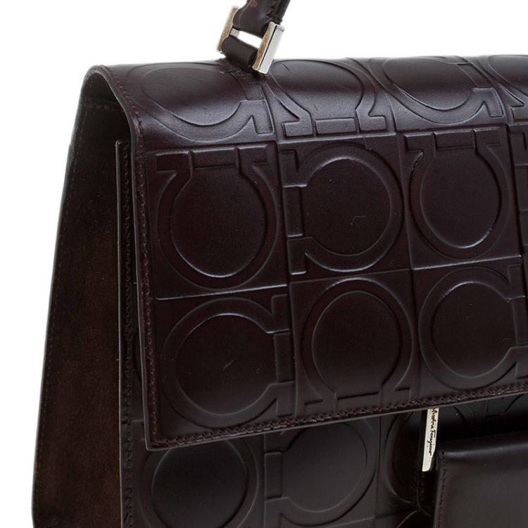مملوكة مسبقًا Salvatore Ferragamo Brown Leather Signature Shoulder Bag