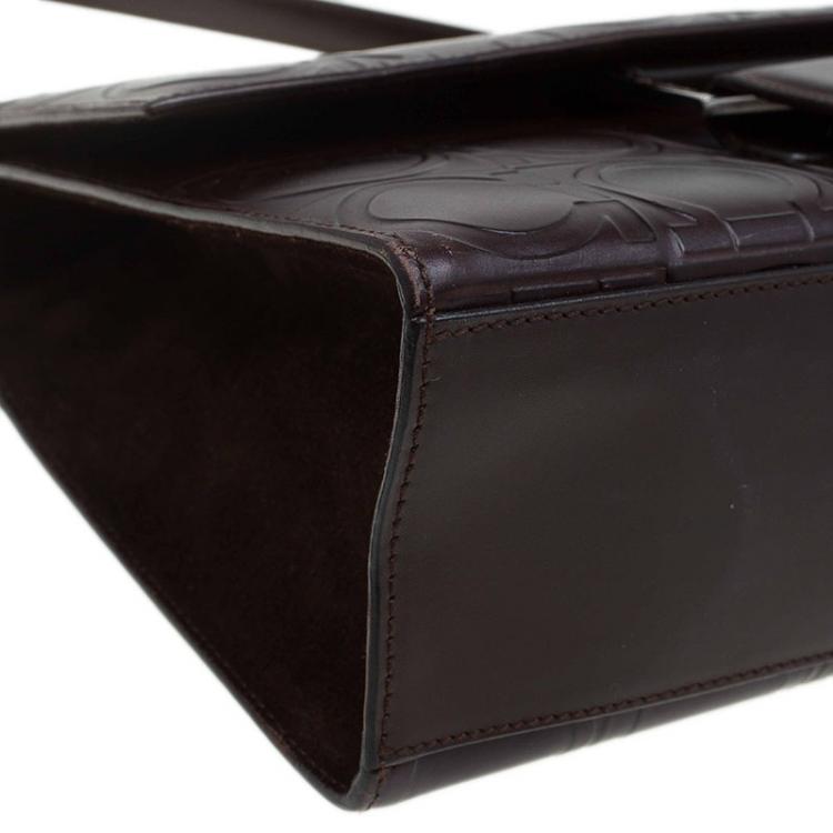 مملوكة مسبقًا Salvatore Ferragamo Brown Leather Signature Shoulder Bag