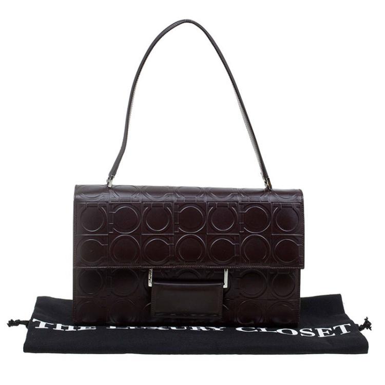 مملوكة مسبقًا Salvatore Ferragamo Brown Leather Signature Shoulder Bag