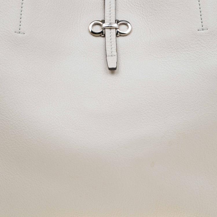 Pre Owned Salvatore Ferragamo Beige Leather Bice Tote