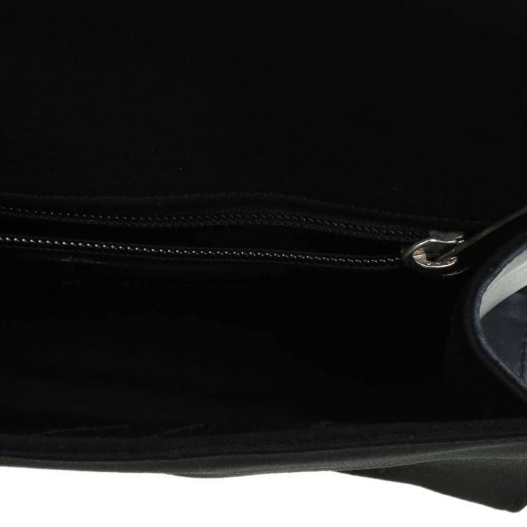 Pre Owned Salvatore Ferragamo Black Fabric Flap Buckle Shoulder Bag