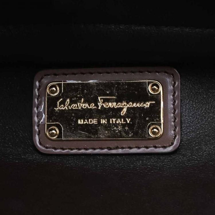 Pre Owned Salvatore Ferragamo Tri Color Glazed Leather Large Sofia Satchel 