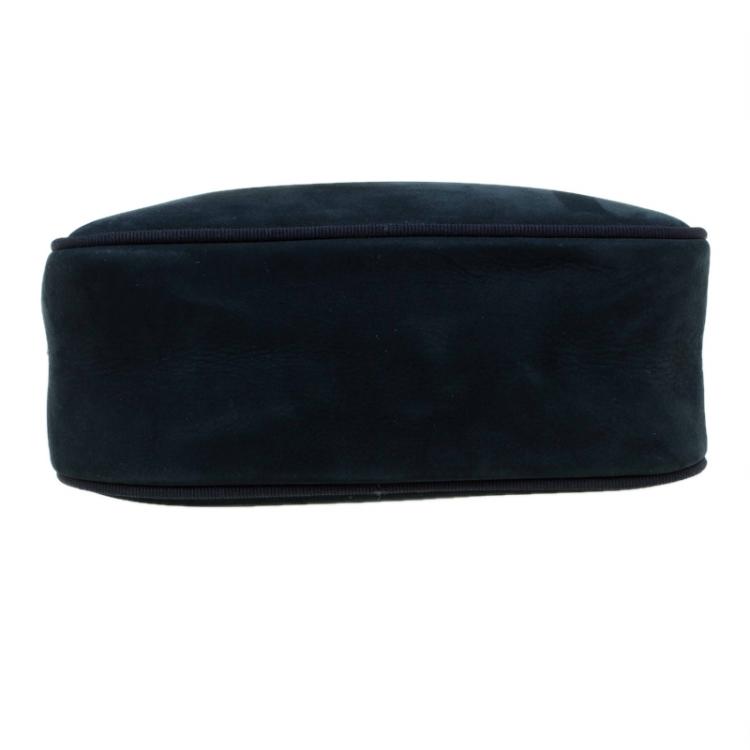 Pre Owned Salvatore Ferragamo Navy Blue Suede Vara Crossbody Bag