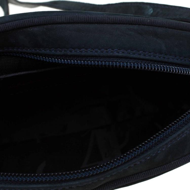 Pre Owned Salvatore Ferragamo Navy Blue Suede Vara Crossbody Bag