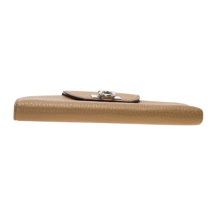 Pre Owned Salvatore Ferragamo Tan Leather Gancio Continental Wallet