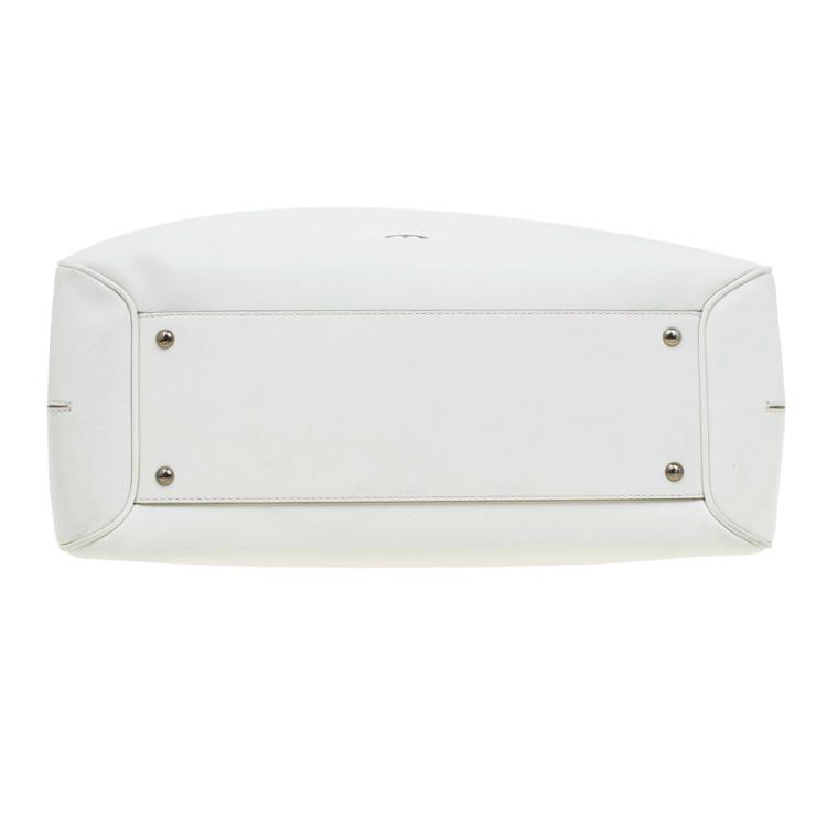 Pre Owned Salvatore Ferragamo Off White Leather Top Handle Bag