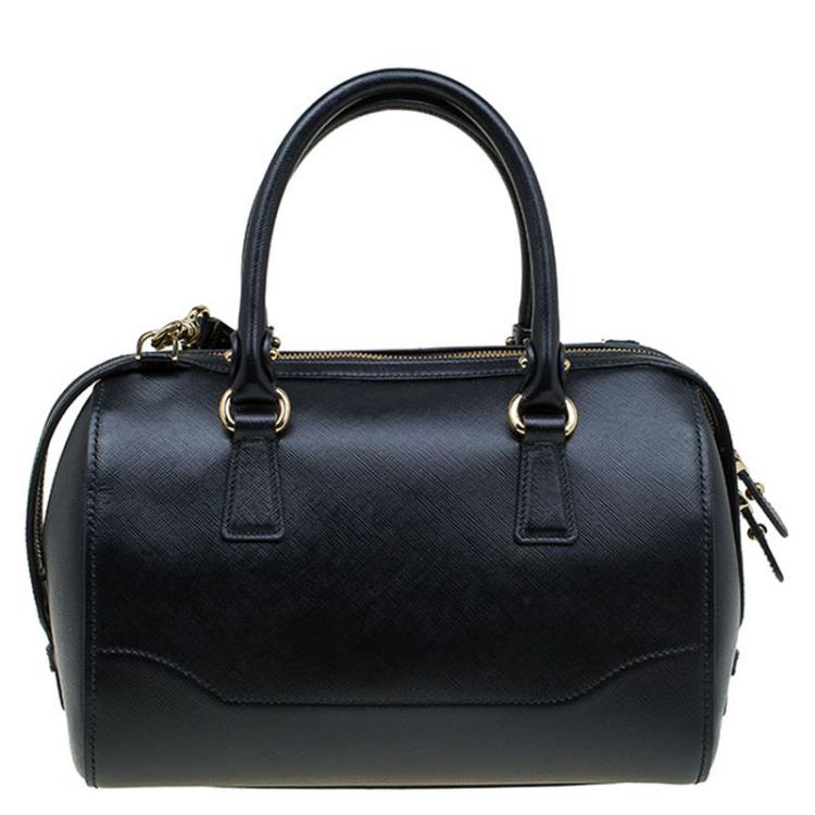 Pre Owned Salvatore Ferragamo Black Leather Bowling Bag