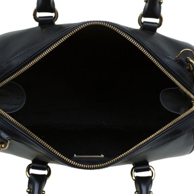Pre Owned Salvatore Ferragamo Black Leather Bowling Bag