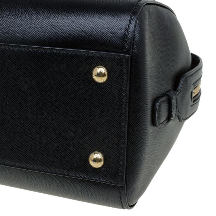 Pre Owned Salvatore Ferragamo Black Leather Bowling Bag