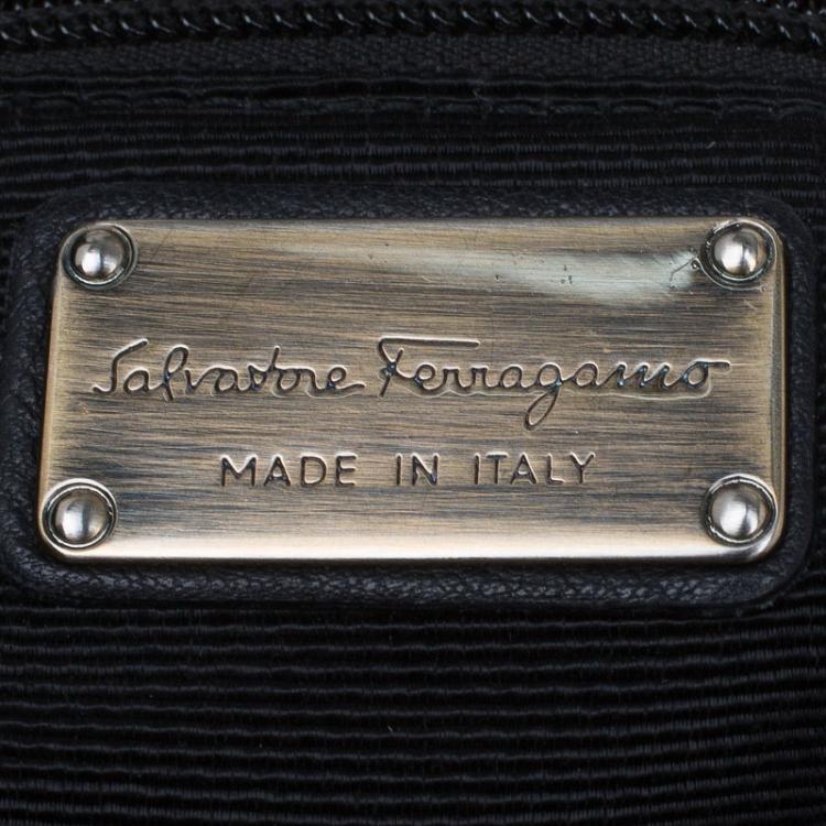 Pre Owned Salvatore Ferragamo Black Leather Miss Vara Tote