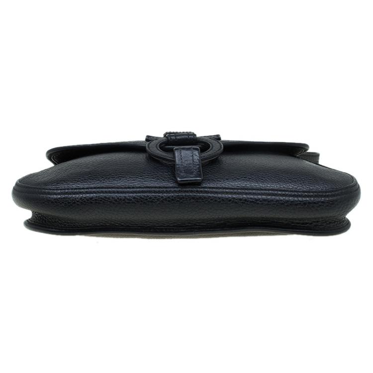 Pre Owned Salvatore Ferragamo Black Pebbled Leather Shoulder Bag