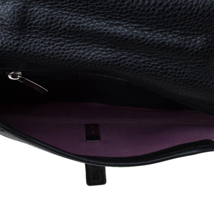 Pre Owned Salvatore Ferragamo Black Pebbled Leather Shoulder Bag