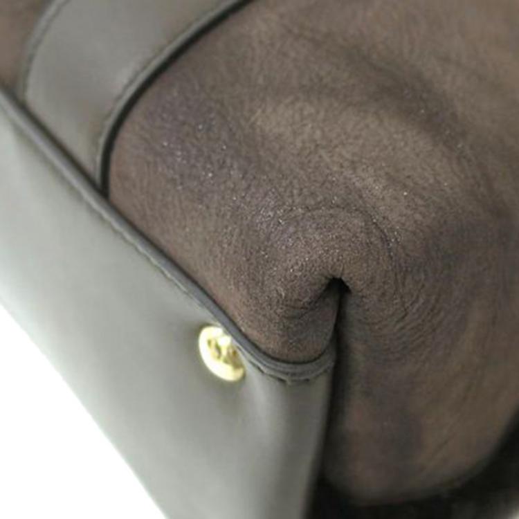 Pre Owned Salvatore Ferragamo Dark Brown Mouton/Leather Sookie Tote