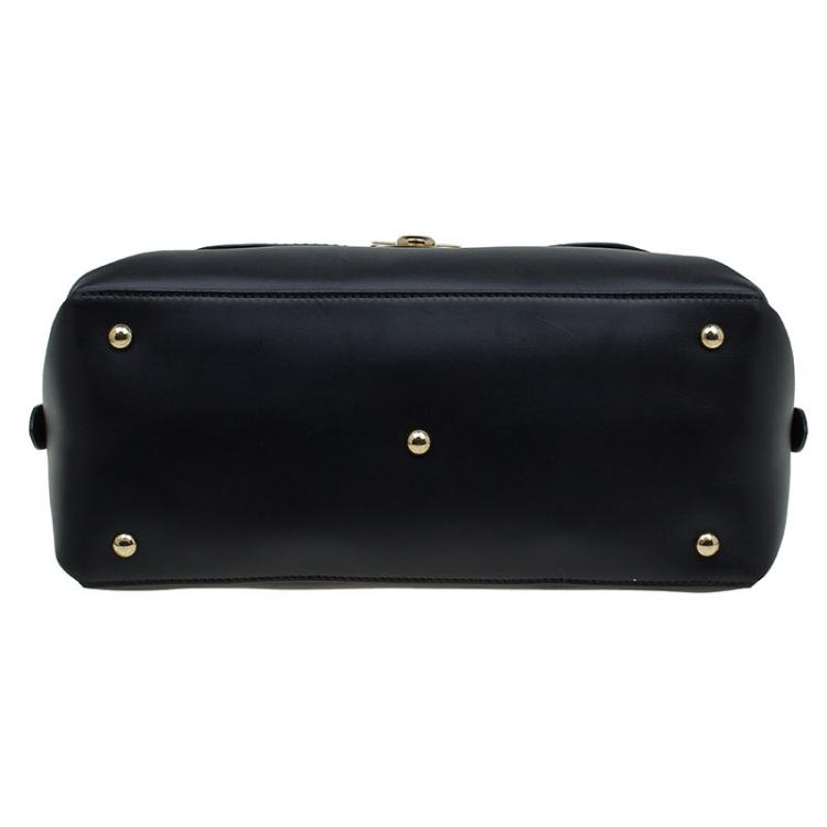 Pre Owned Salvatore Ferragamo Black Leather Fiamma Tote