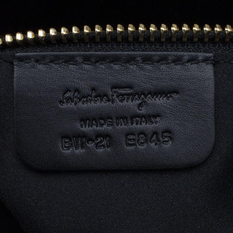 Pre Owned Salvatore Ferragamo Black Leather Fiamma Tote