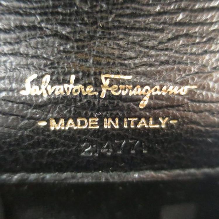 Pre Owned Salvatore Ferragamo Black Calf Leather Mini Gancini Pochette Bag