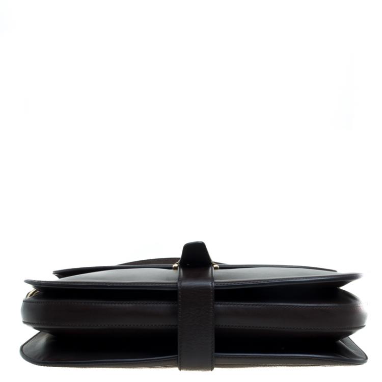 Pre Owned Salvatore Ferragamo Cacao Leather Enny Shoulder Bag