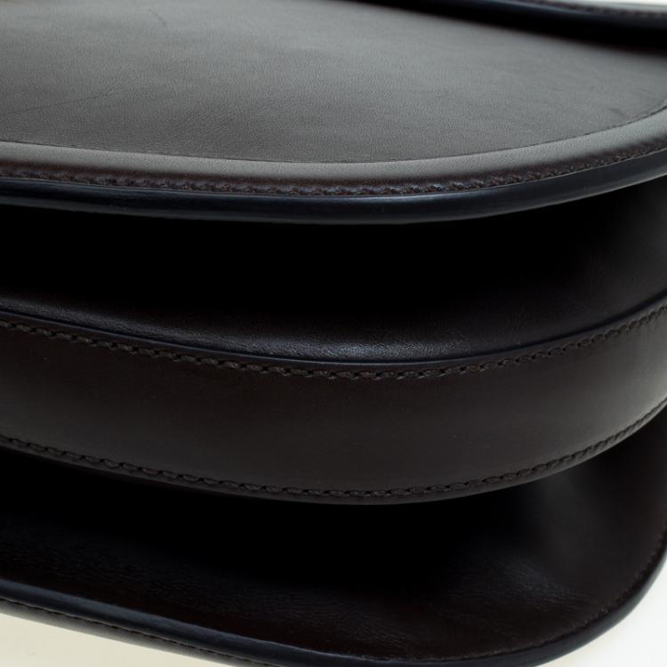 Pre Owned Salvatore Ferragamo Cacao Leather Enny Shoulder Bag