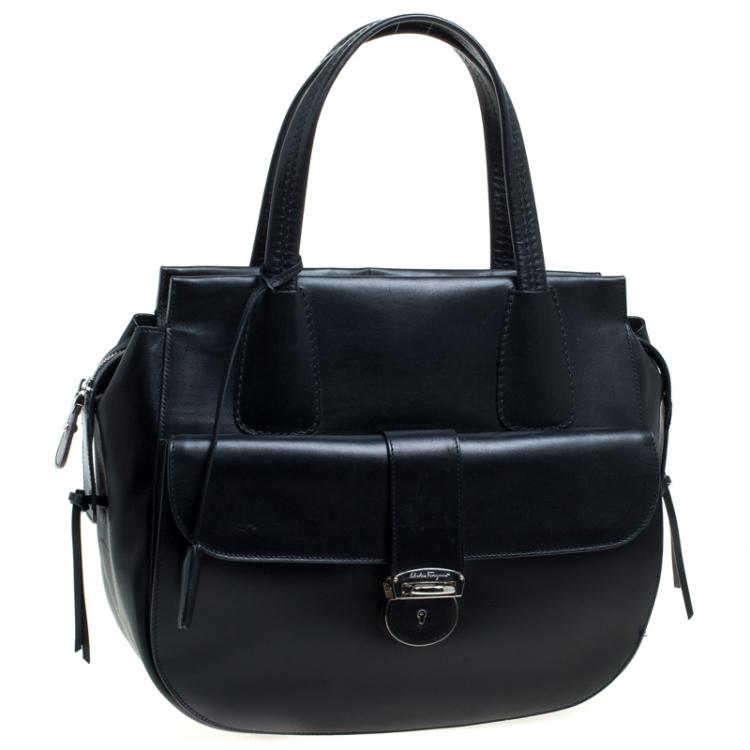 مملوكة مسبقًا Salvatore Ferragamo Black Leather Mardea Tote