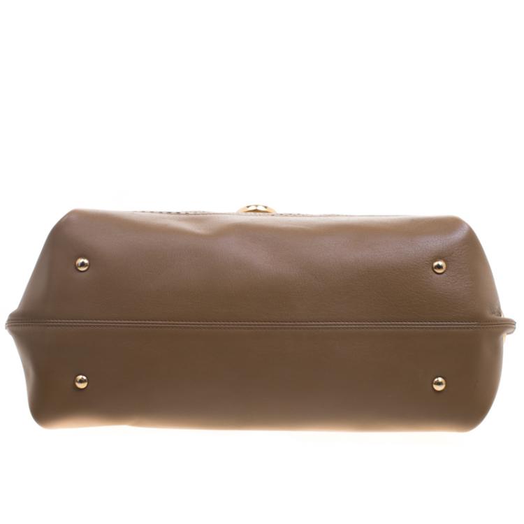 Pre Owned Salvatore Ferragamo Brown Perforated Leather Large Sofia Satchel