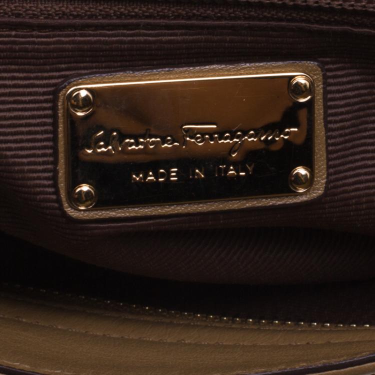Pre Owned Salvatore Ferragamo Brown Perforated Leather Large Sofia Satchel