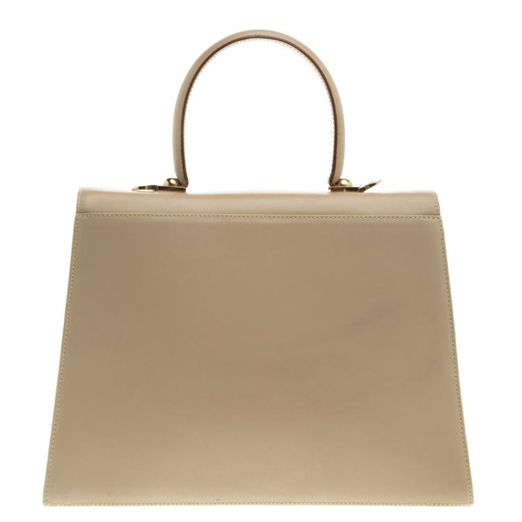 Pre Owned Salvatore Ferragamo Beige Leather Kelly Top Handle Bag