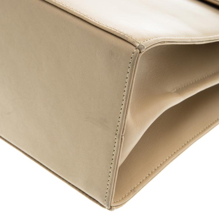 Pre Owned Salvatore Ferragamo Beige Leather Kelly Top Handle Bag