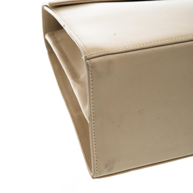 Pre Owned Salvatore Ferragamo Beige Leather Kelly Top Handle Bag