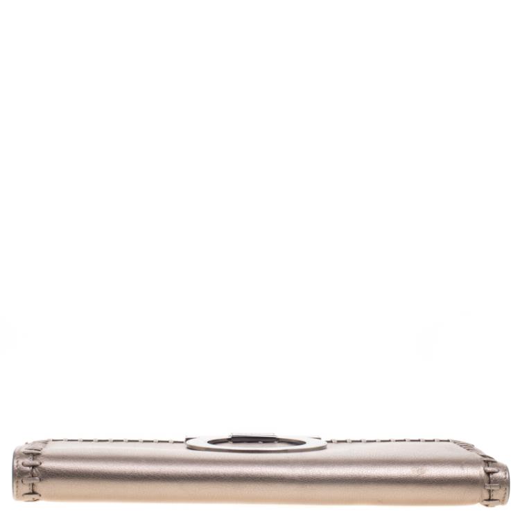 مملوكة مسبقًا Salvatore Ferragamo Bronze Leather Musa Gancini Clutch