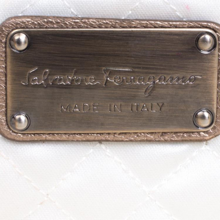 مملوكة مسبقًا Salvatore Ferragamo Bronze Leather Musa Gancini Clutch