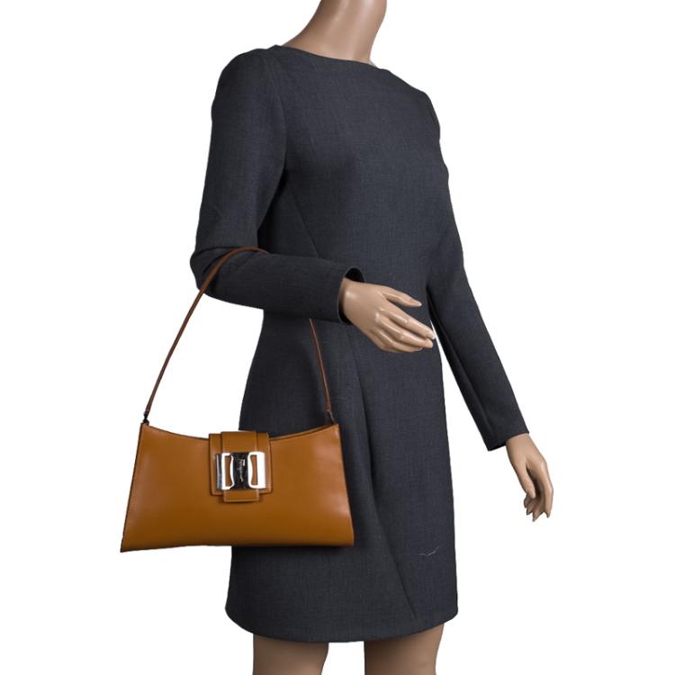 Pre Owned Salvatore Ferragamo Brown Leather Shoulder Bag