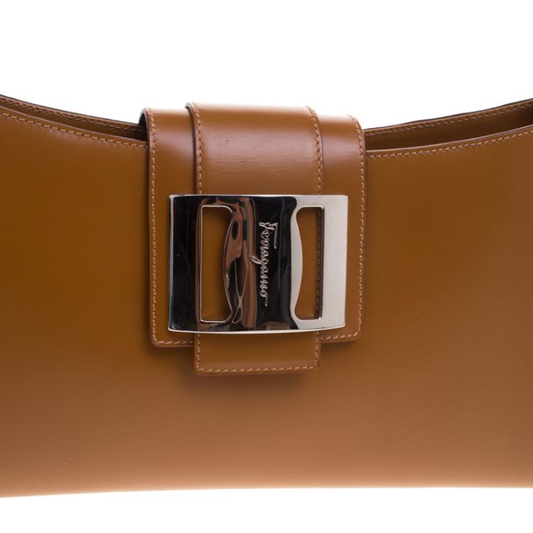 Pre Owned Salvatore Ferragamo Brown Leather Shoulder Bag