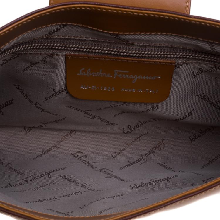 Pre Owned Salvatore Ferragamo Brown Leather Shoulder Bag