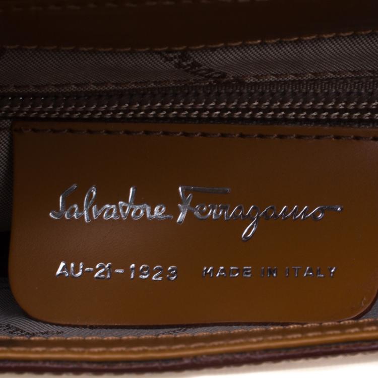 Pre Owned Salvatore Ferragamo Brown Leather Shoulder Bag