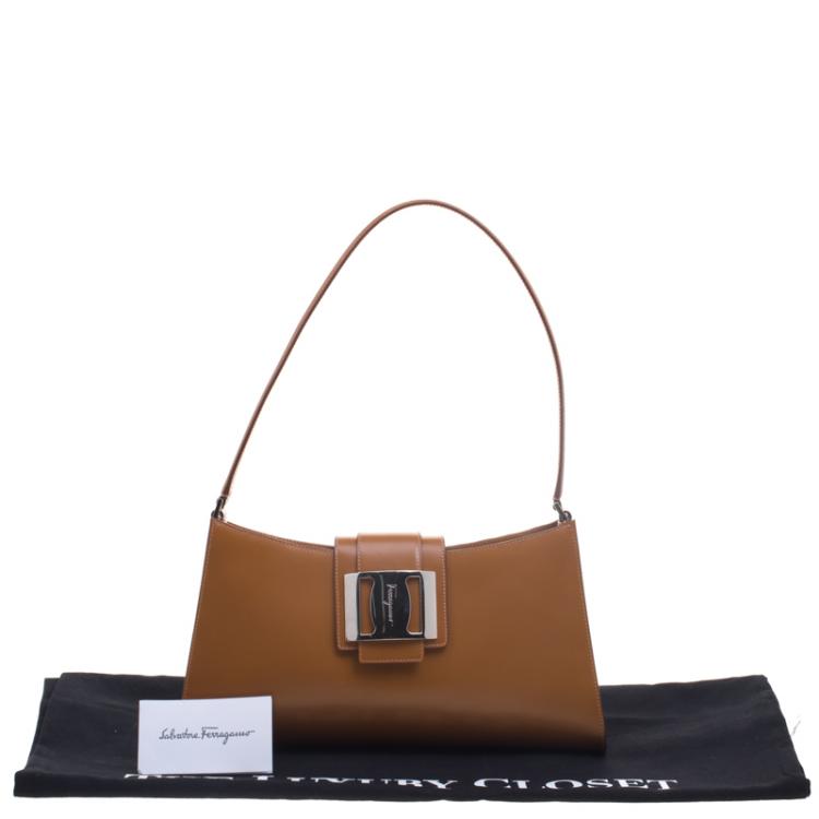 Pre Owned Salvatore Ferragamo Brown Leather Shoulder Bag