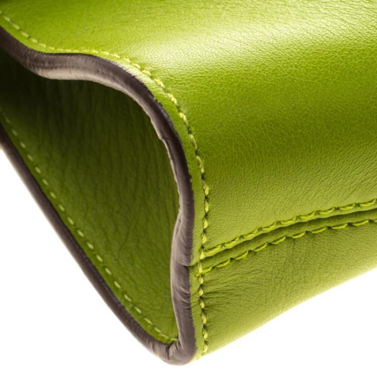 Pre Owned Salvatore Ferragamo Green Leather Shoulder Bag