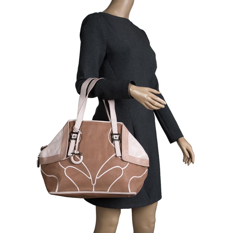 Pre Owned Salvatore Ferragamo Beige Leather Satchel