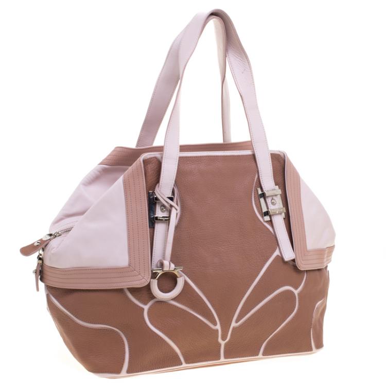 Pre Owned Salvatore Ferragamo Beige Leather Satchel