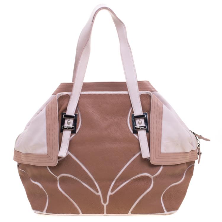 Pre Owned Salvatore Ferragamo Beige Leather Satchel