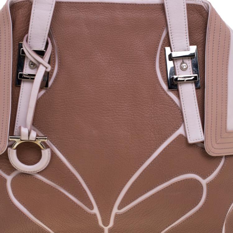 Pre Owned Salvatore Ferragamo Beige Leather Satchel