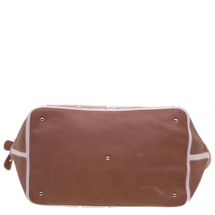 Pre Owned Salvatore Ferragamo Beige Leather Satchel