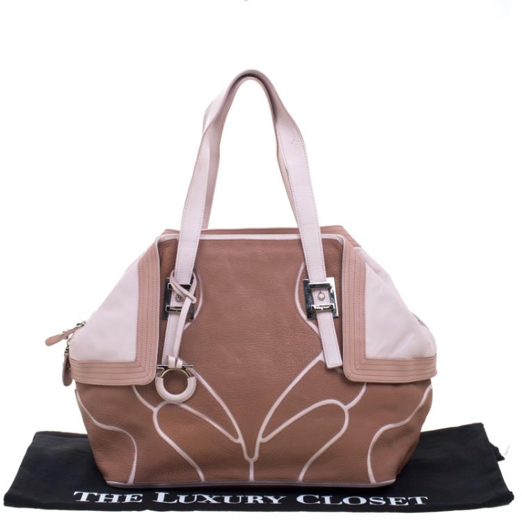 Pre Owned Salvatore Ferragamo Beige Leather Satchel