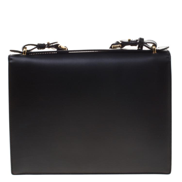 Pre Owned Salvatore Ferragamo Black Leather Gancio Lock Shoulder Bag