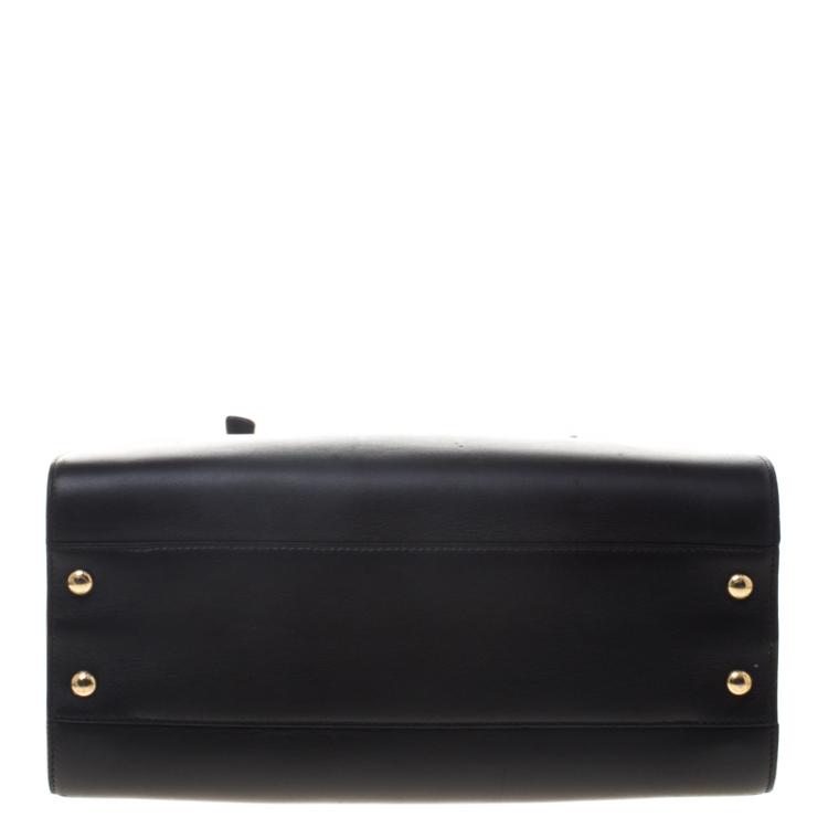 Pre Owned Salvatore Ferragamo Black Leather Dual Compartment Tote