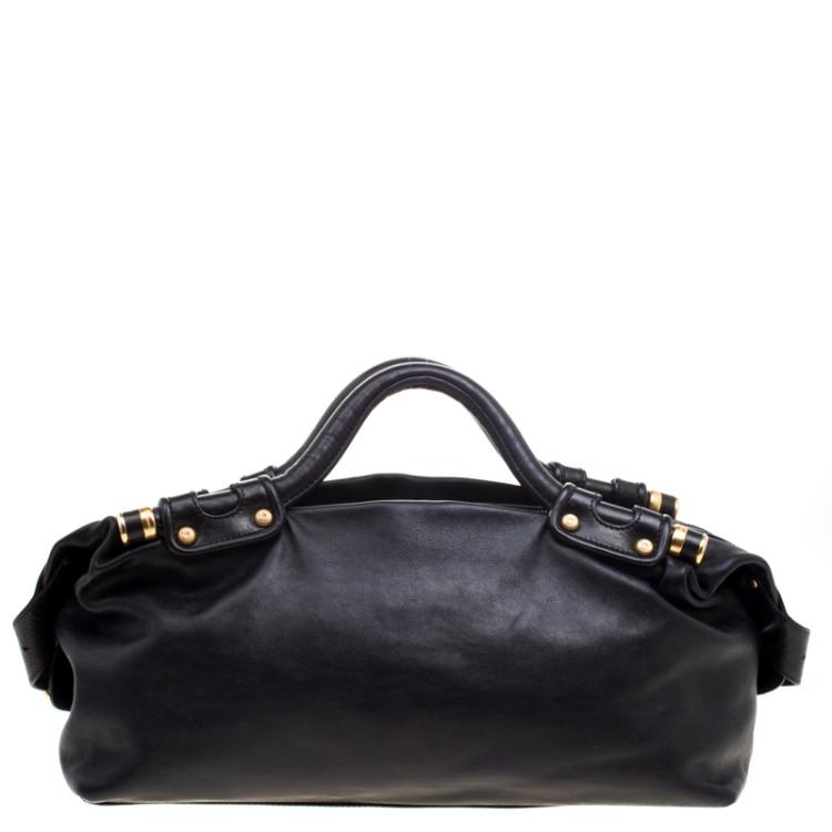 Pre Owned Salvatore Ferragamo Black Leather Satchel