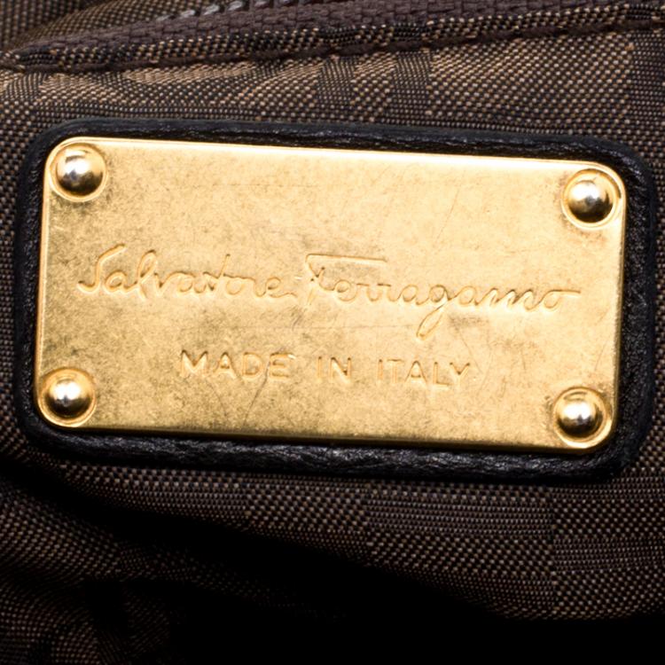 Pre Owned Salvatore Ferragamo Black Leather Satchel